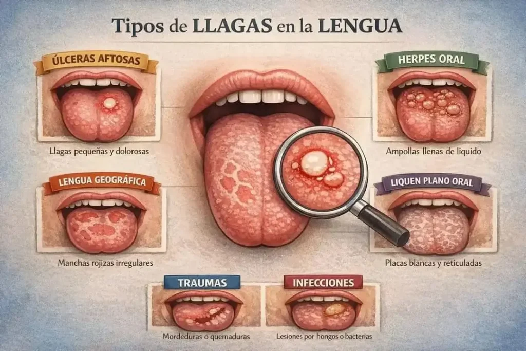 Llagas en la lengua: Causas, síntomas y tratamientos efectivos 4 Tipos de llagas en la lengua